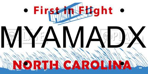 MYAMADX North Carolina License Plate