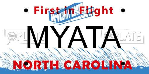 MYATA North Carolina License Plate