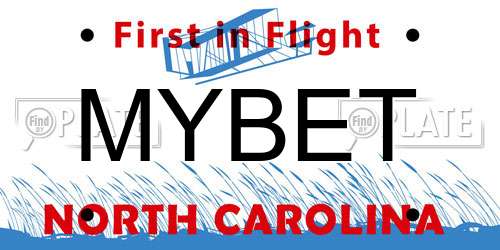 MYBET North Carolina License Plate