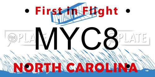 MYC8 North Carolina License Plate