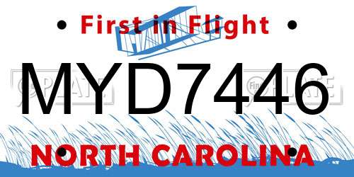 MYD7446 North Carolina License Plate