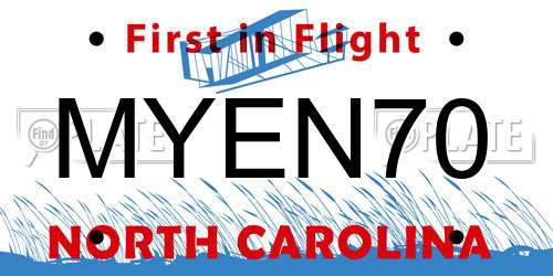 MYEN70 North Carolina License Plate