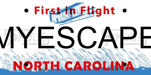 MYESCAPE North Carolina License Plate