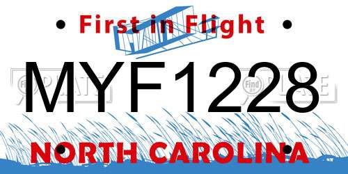 MYF1228 North Carolina License Plate