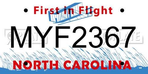 MYF2367 North Carolina License Plate