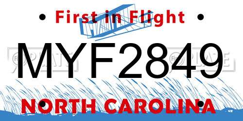 MYF2849 North Carolina License Plate