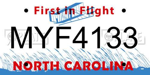 MYF4133 North Carolina License Plate
