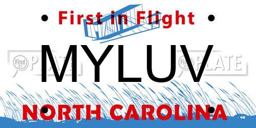 MYLUV North Carolina License Plate