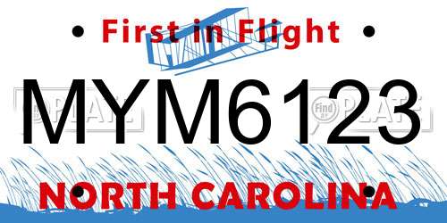 MYM6123 North Carolina License Plate