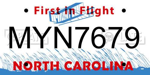 MYN7679 North Carolina License Plate