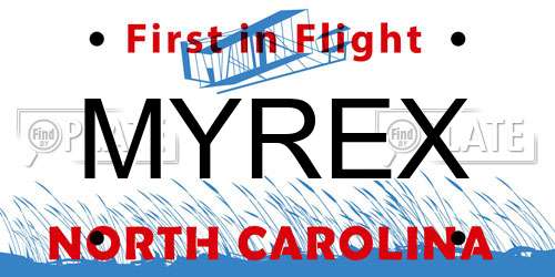 MYREX North Carolina License Plate