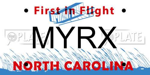 MYRX North Carolina License Plate