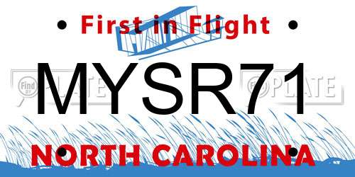 MYSR71 North Carolina License Plate