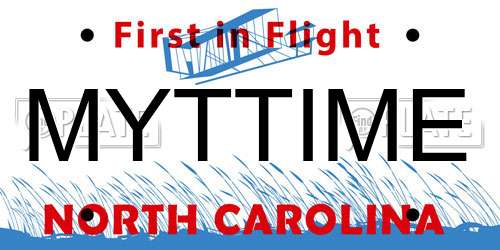 MYTTIME North Carolina License Plate