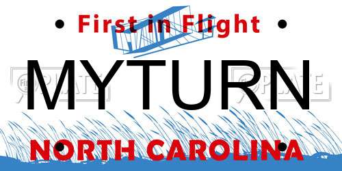 MYTURN North Carolina License Plate