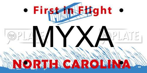 MYXA North Carolina License Plate