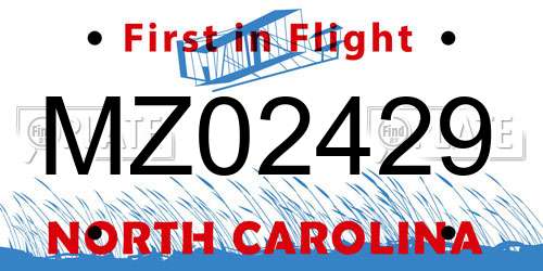 MZ02429 North Carolina License Plate