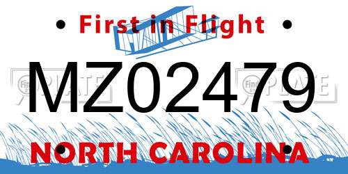 MZ02479 North Carolina License Plate