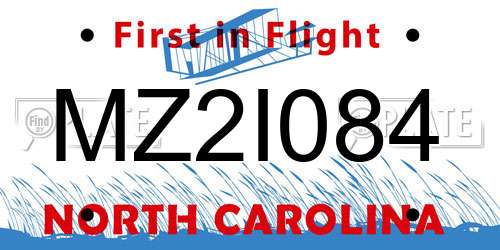 MZ2I084 North Carolina License Plate