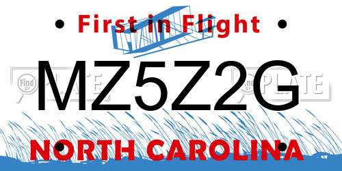 MZ5Z2G North Carolina License Plate