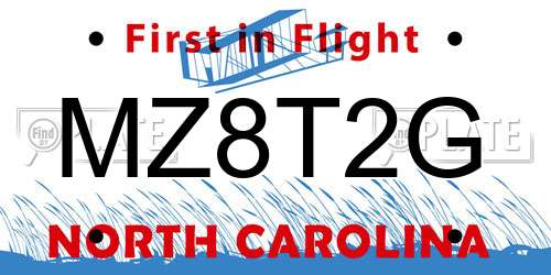 MZ8T2G North Carolina License Plate