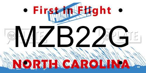 MZB22G North Carolina License Plate
