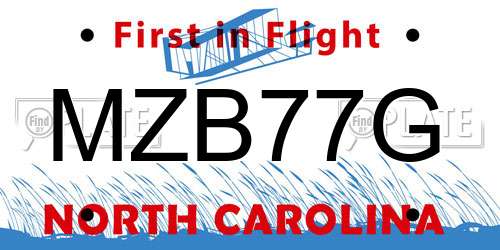 MZB77G North Carolina License Plate