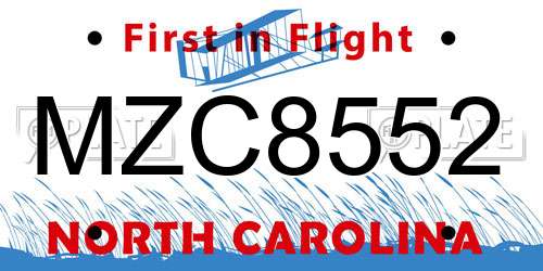 MZC8552 North Carolina License Plate