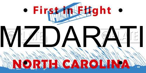 MZDARATI North Carolina License Plate