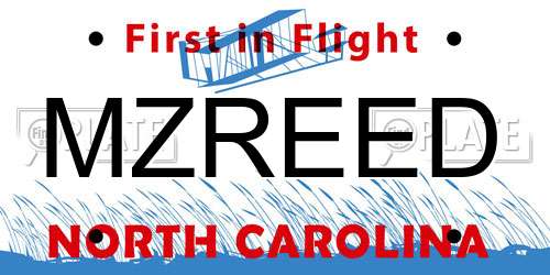 MZREED North Carolina License Plate