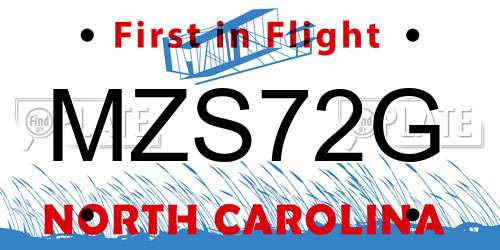 MZS72G North Carolina License Plate