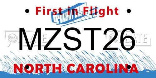 MZST26 North Carolina License Plate