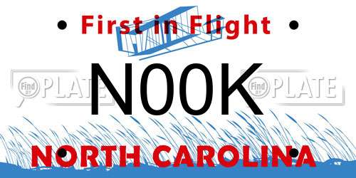 N00K North Carolina License Plate
