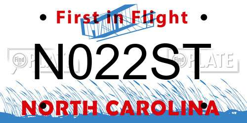N022ST North Carolina License Plate