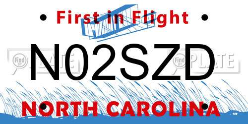 N02SZD North Carolina License Plate