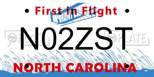 N02ZST North Carolina License Plate