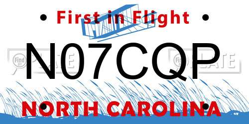 N07CQP North Carolina License Plate