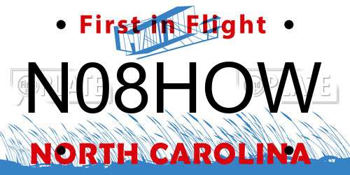 N08HOW North Carolina License Plate