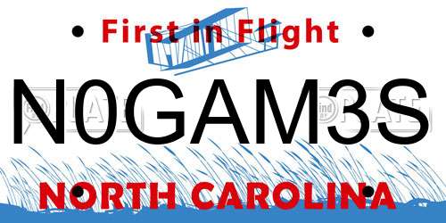 N0GAM3S North Carolina License Plate