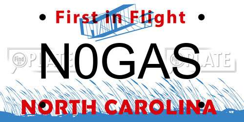 N0GAS North Carolina License Plate