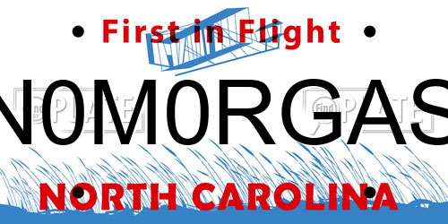 N0M0RGAS North Carolina License Plate