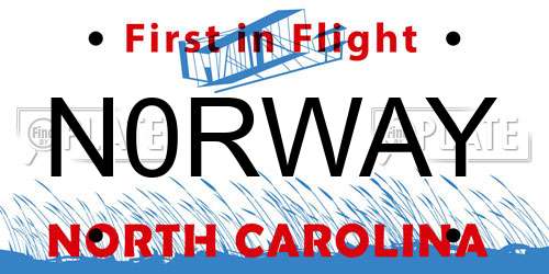 N0RWAY North Carolina License Plate