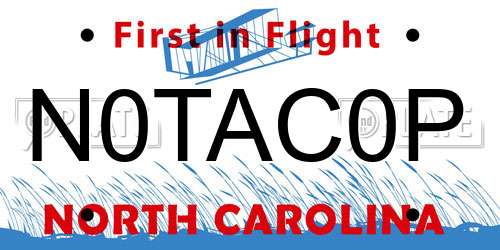 N0TAC0P North Carolina License Plate