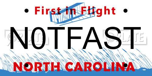 N0TFAST North Carolina License Plate