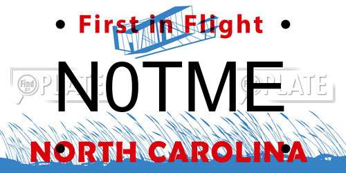 N0TME North Carolina License Plate