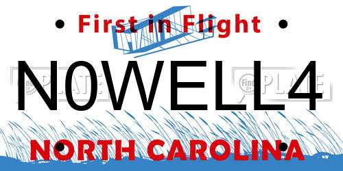 N0WELL4 North Carolina License Plate