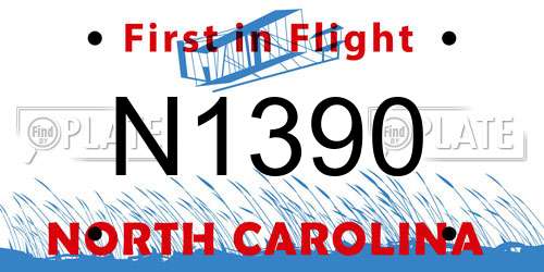 N1390 North Carolina License Plate