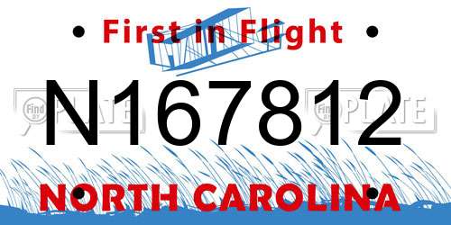 N167812 North Carolina License Plate