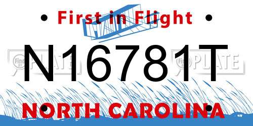 N16781T North Carolina License Plate
