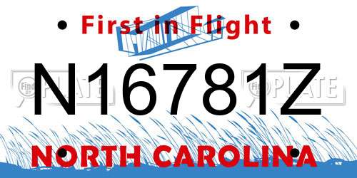 N16781Z North Carolina License Plate